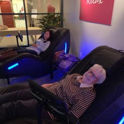 Grandma and granddaughter enjoy a massage